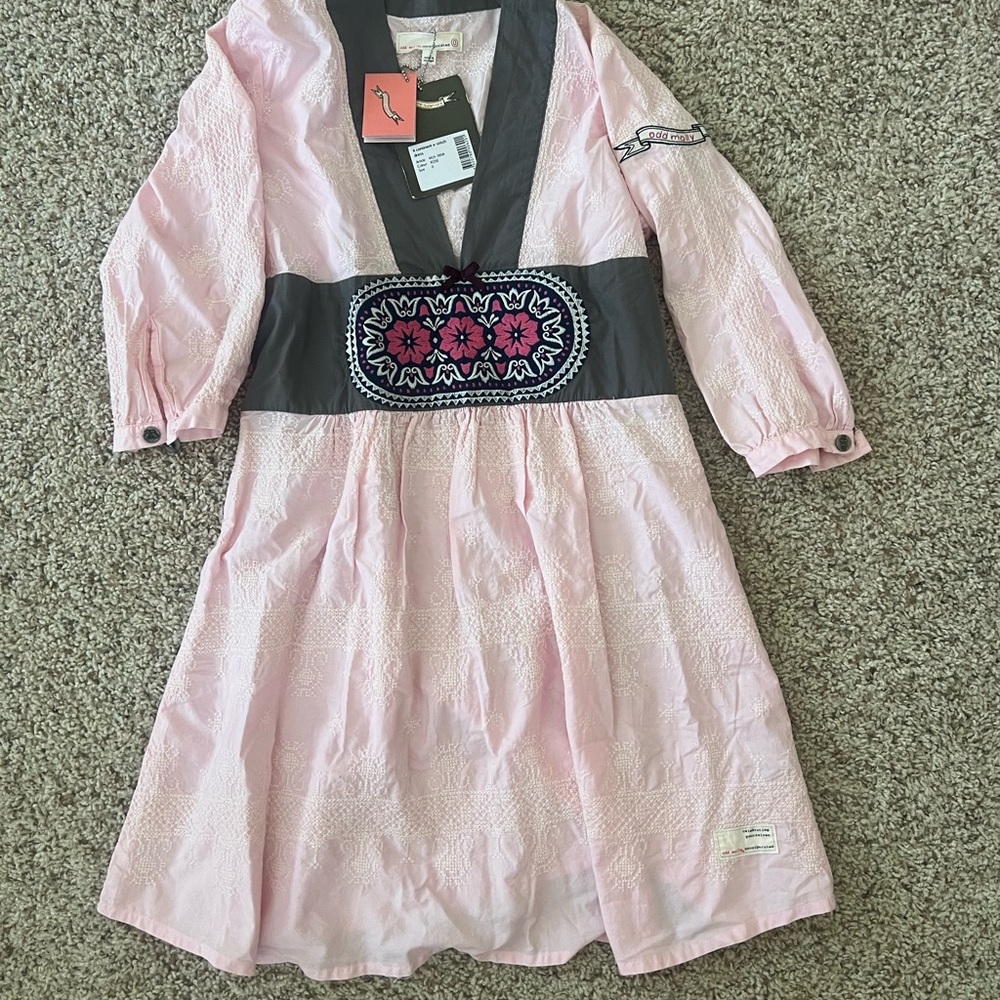 Pink Embroidered Mini Dress